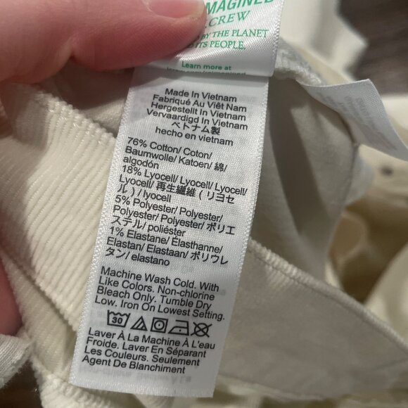 NWT J.Crew Sz 32 Wide-Leg Corduroy Trouser Pant Ivory High Rise 32"L BT922 - Picture 9 of 10